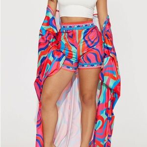 Vibrant Multicolor Kimono and Shorts Set orig $65 size small